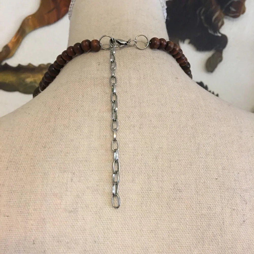 Multi shape wood bead chunky style necklace